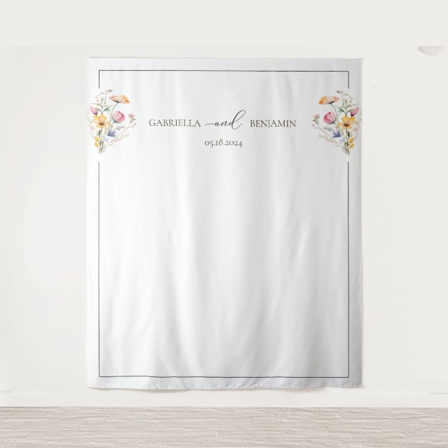 Tenture Fond de mariage aux fleurs sauvages de prairie à l (Devant)