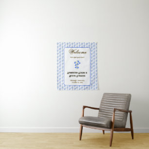 Tenture Fond de mariage aux merles bleus