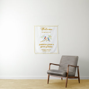 Tenture Fond de mariage aux merles bleus