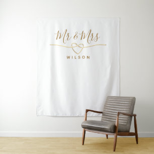 Tenture Fond de mariage avec accessoire de photo Mr et Mrs