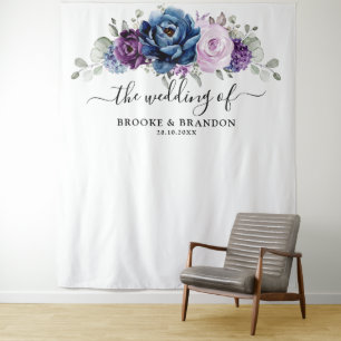 Tenture Fond de mariage avec des fleurs de lilas bleu pous