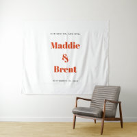 Fond de mariage avec typographie orange moderne et