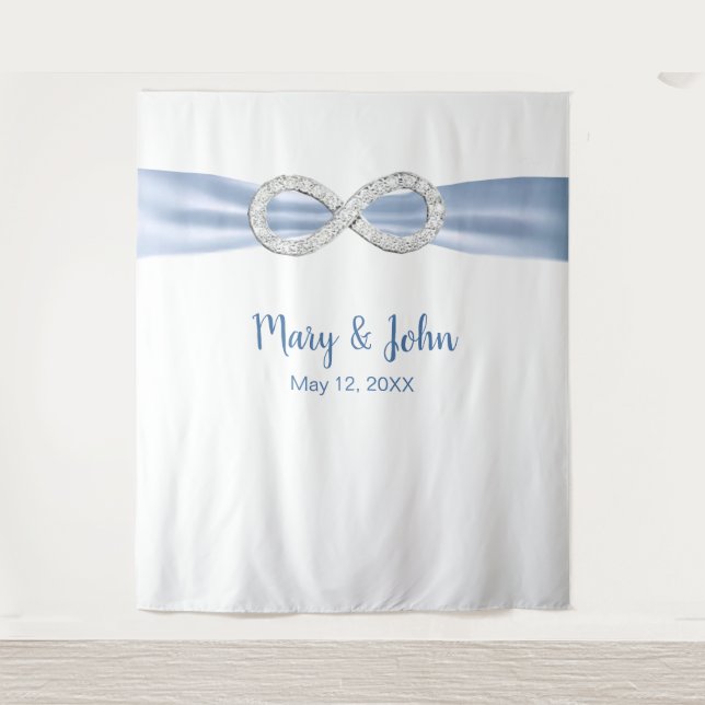 Tenture Fond de mariage Blue Ribbon Diamond Infinity (Devant)
