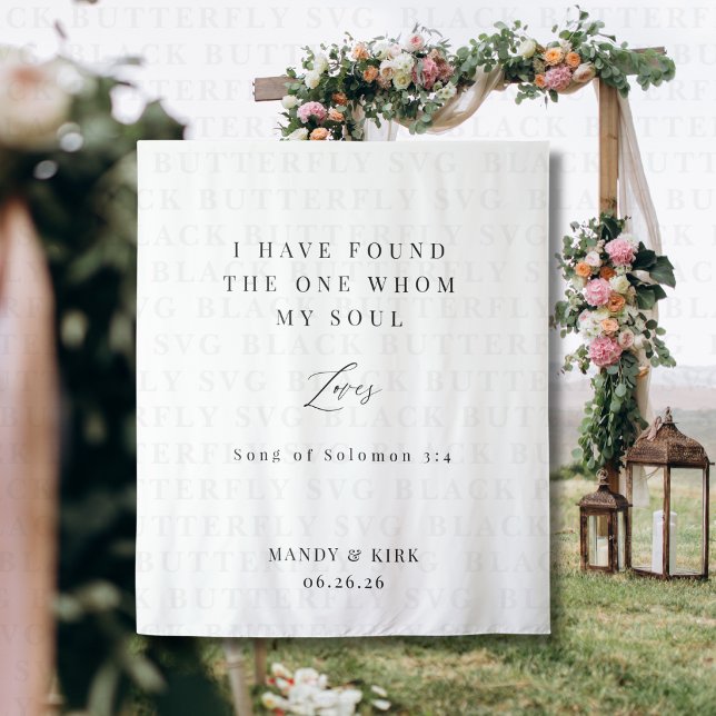 Tenture Fond de mariage calligraphié élégant avec verset b (Wedding Quote Backdrop Banner)