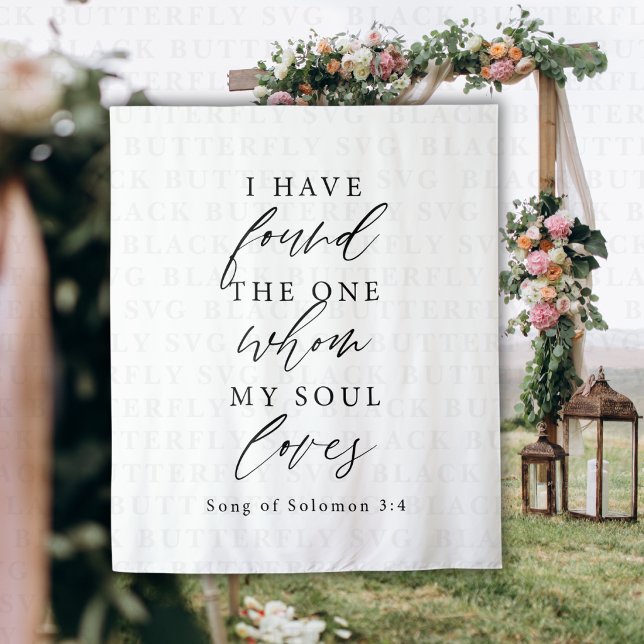 Tenture Fond de mariage calligraphié élégant avec verset b (Beautiful Bible Verse Wedding Decor Backdrop)