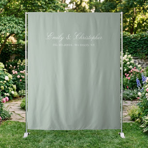 Tenture Fond de mariage classique vert sauge élégant