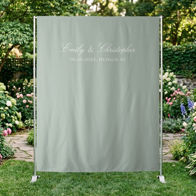 Tenture Fond de mariage classique vert sauge élégant (Créateur téléchargé)