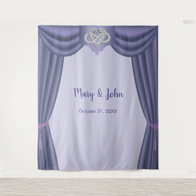 Tenture Fond de mariage Cœur infini bleu violet (Devant)
