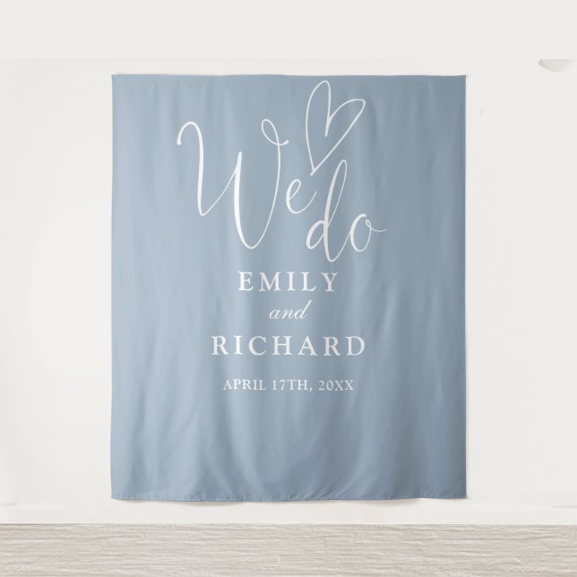 Tenture Fond de mariage dusty blue pour photo de mariage (Devant)
