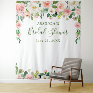 Tenture Fond de mariage élégant aux fleurs roses pour Baby