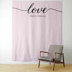Tenture Fond de mariage élégant écriture amour Rose poussi
