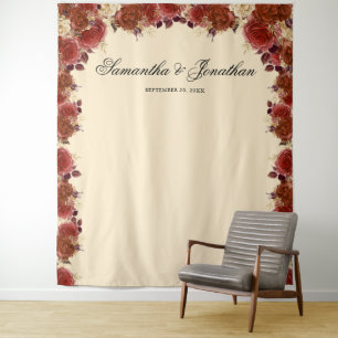 Tenture Fond de mariage élégant Fleurs de terre cuite