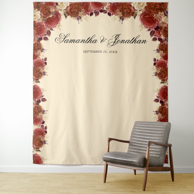 Tenture Fond de mariage élégant Fleurs de terre cuite (En situation)
