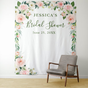Tenture Fond de mariage élégant fleurs roses blush