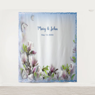 Tenture Fond de mariage élégant papillon floral violet