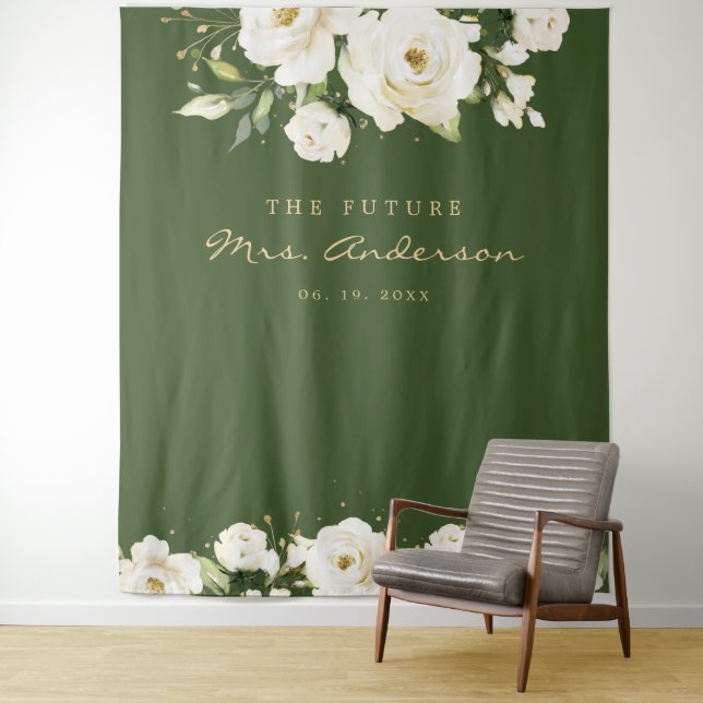 Tenture Fond de mariage élégant Rose Blanche Salle de Réce (En situation)