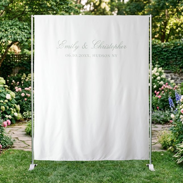 Tenture Fond de mariage élégant vert sauge blanc classique (Créateur téléchargé)