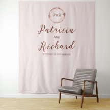 Fond de mariage en faux feuillet Monogramme Rose B