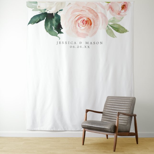 Tenture Fond de mariage Fleurs Rougissantes Photobooth (En situation)