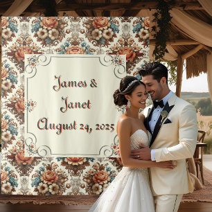 Tenture Fond de mariage floral à la crème pâtissière fanta