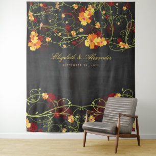 Tenture Fond de mariage floral à l'Hibiscus jaune et aux H
