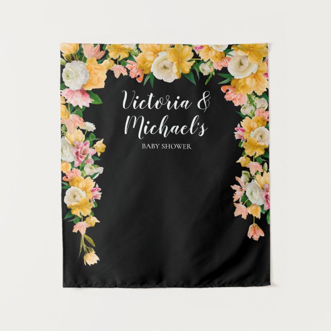 Tenture Fond de mariage floral audacieux et lumineux (Devant)