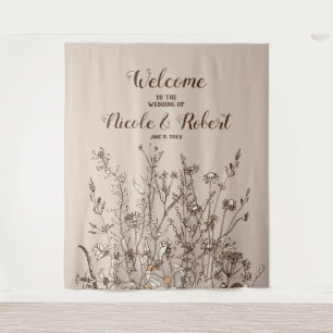 Tenture Fond de mariage floral automnal aux fleurs sauvage
