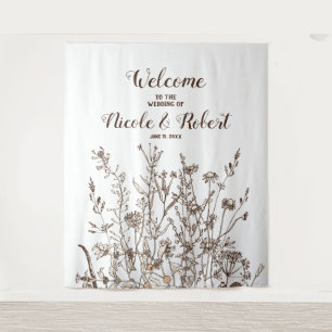 Tenture Fond de mariage floral automnal de fleurs sauvages