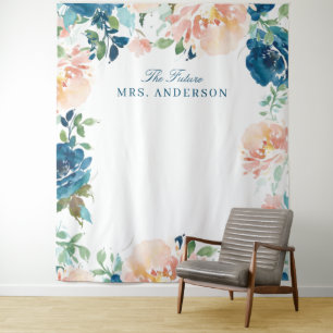 Tenture Fond de mariage floral bleu nuit Midnight Blooms