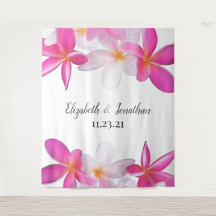 Tenture Fond de mariage floral de plumeria rose de plage H