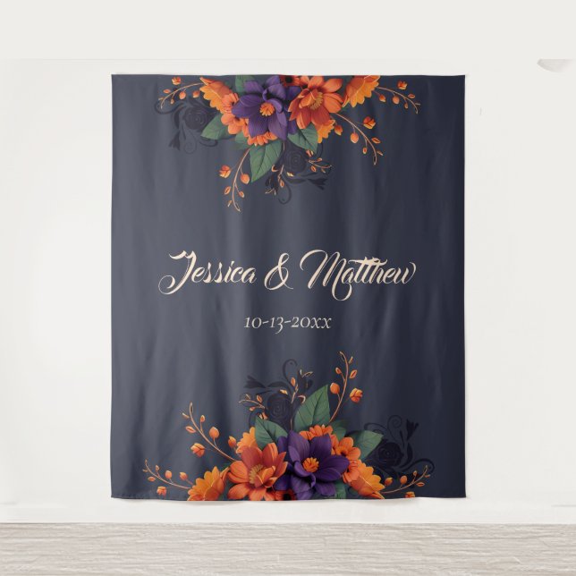 Tenture Fond de mariage floral gothique élégant 3D (Devant)
