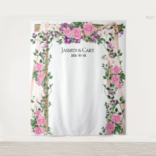 Tenture Fond de mariage floral romantique pour photobooth