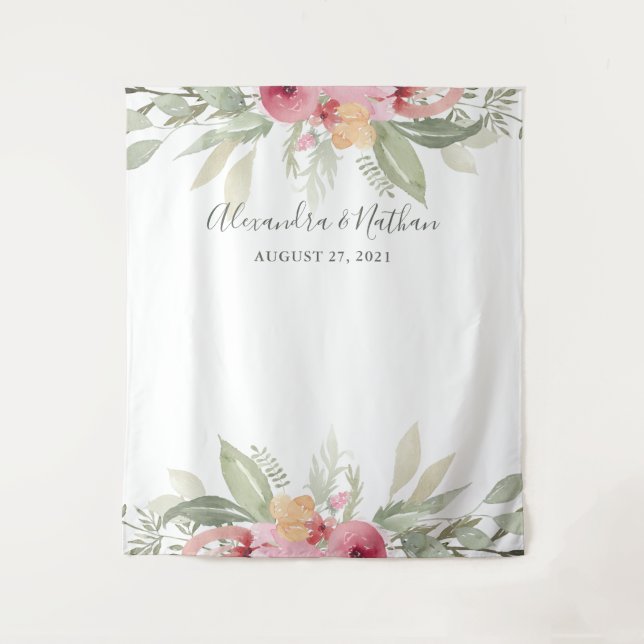 Tenture Fond de mariage floral rose | Accessoire de photom (Devant)