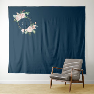 Tenture Fond de mariage floral rose marine pour photos