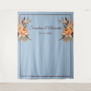 Tenture Fond de mariage floral rustique aquarelle d'automn