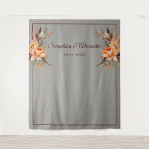 Tenture Fond de mariage floral rustique aquarelle d'automn