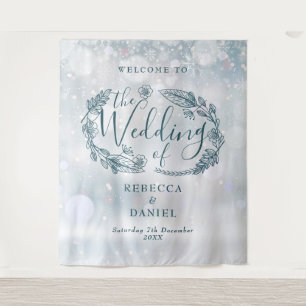 Tenture Fond de mariage floral rustique d'hiver