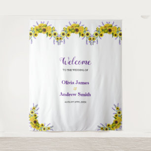 Tenture Fond de mariage floral tournesol et lavande