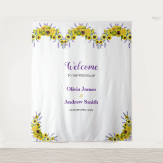 Tenture Fond de mariage floral tournesol et lavande