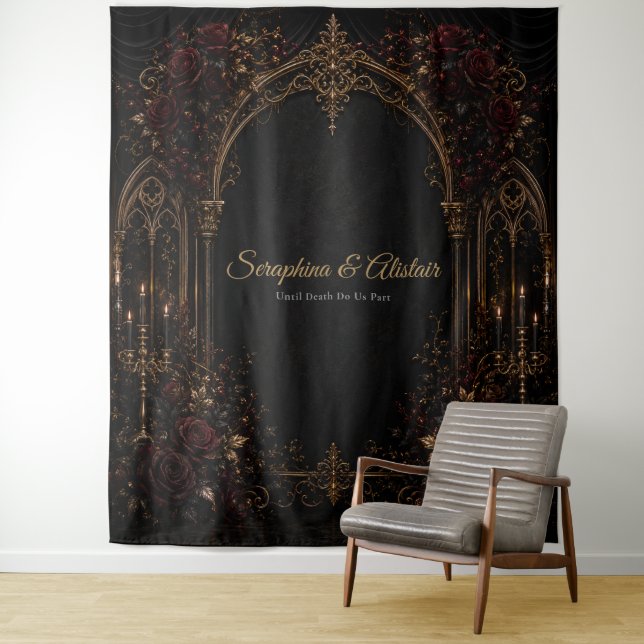 Tenture Fond de mariage gothique sombre élégant (En situation)