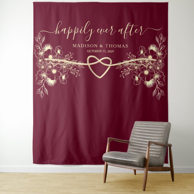 Tenture Fond de mariage heureux à jamais (En situation)