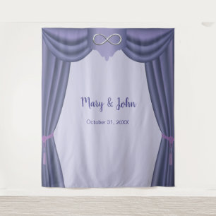 Tenture Fond de mariage infini bleu violet argenté
