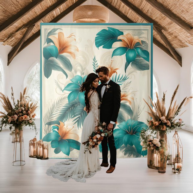 Tenture Fond de mariage iridescent tropical léger (Créateur téléchargé)
