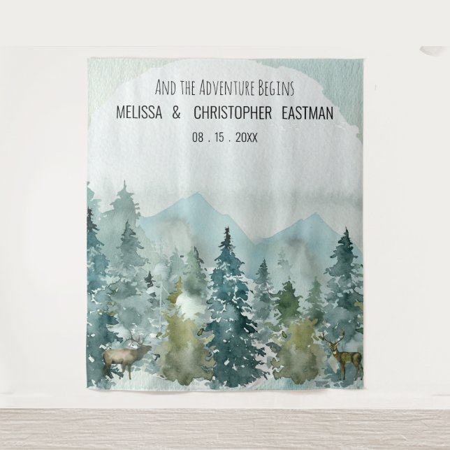 Tenture Fond de mariage merveilleux en forêt Photomaton (Devant)