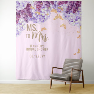 Tenture Fond de mariage papillon floral rose Mlle Mme Arch