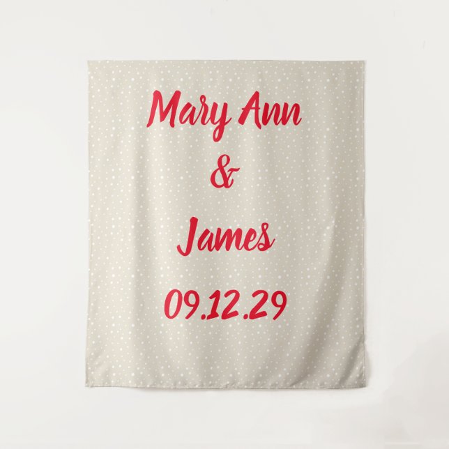 Tenture Fond de mariage personnalisé à pois (Devant)