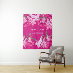 Tenture Fond de mariage personnalisé avec fleurs de lys ro