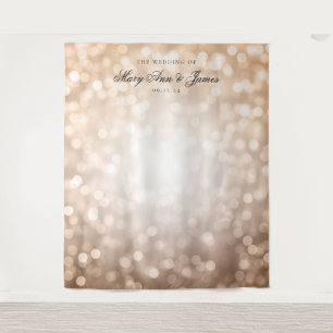 Tenture Fond de mariage personnalisé avec lumières rose go