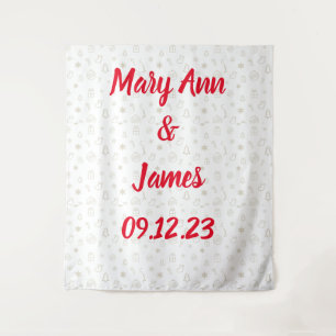 Tenture Fond de mariage personnalisé avec lumières rose or