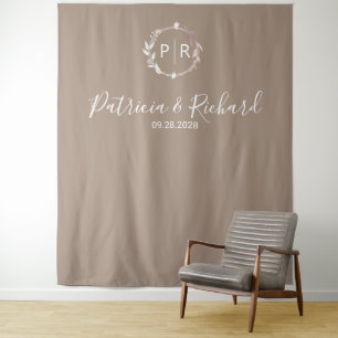 Tenture Fond de mariage personnalisé avec monogramme